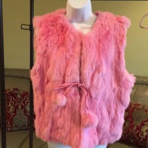 Pink rabbit fur vest